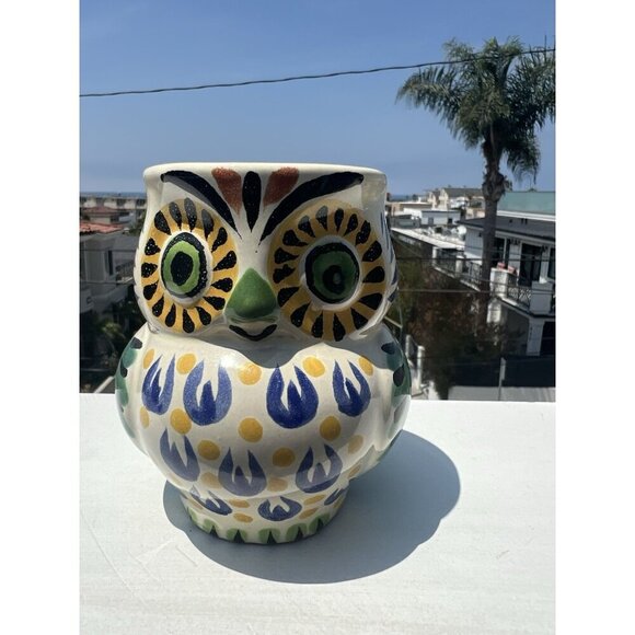 Vintage Handpainted talavera Owl Mug made in Mexico signed AI Gio pottery - Picture 8 of 11